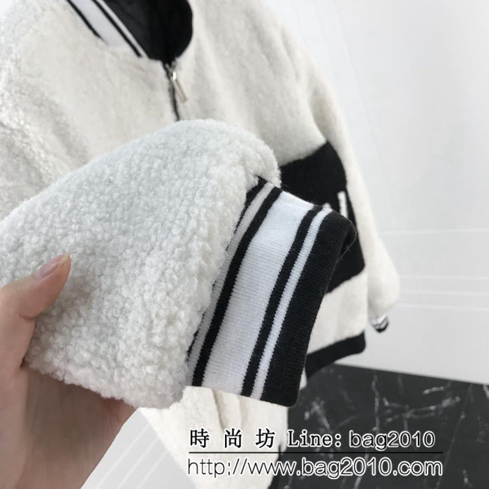 GVC紀梵希 18ss秋冬新款 下擺拼色字母圖案 羊羔毛薄棉外套 情侶款 ydi1661